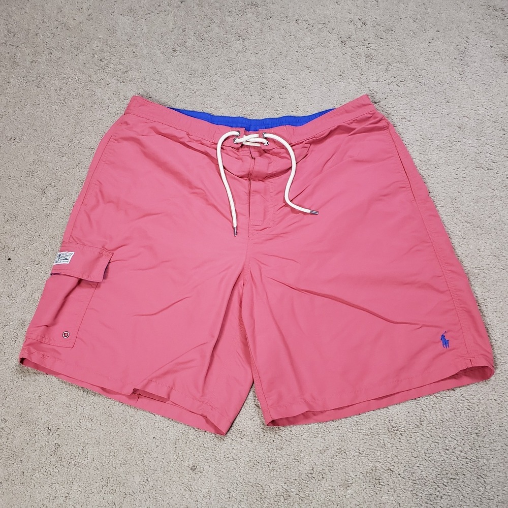 Polo Ralph Lauren Swimwear Swim Trunks Shorts Mens 1XB XL BIG Coral Pony Lined